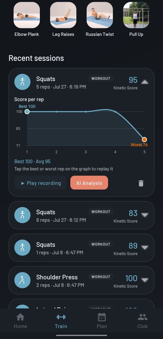 Gym App: Per-rep scoring screen