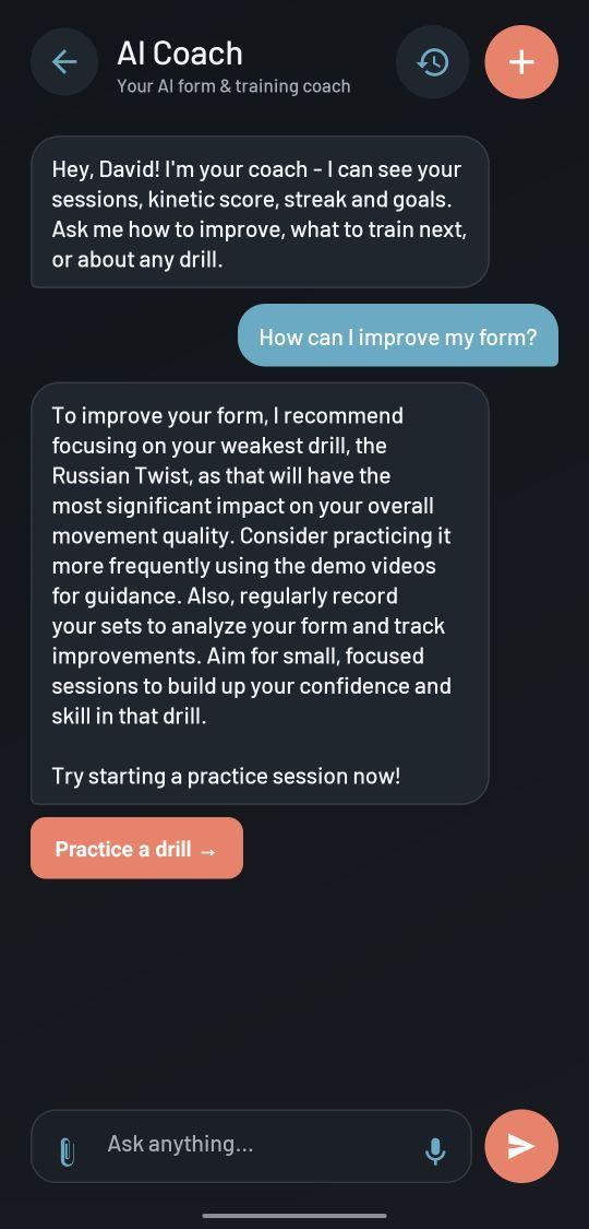 Gym App: AI coach screen